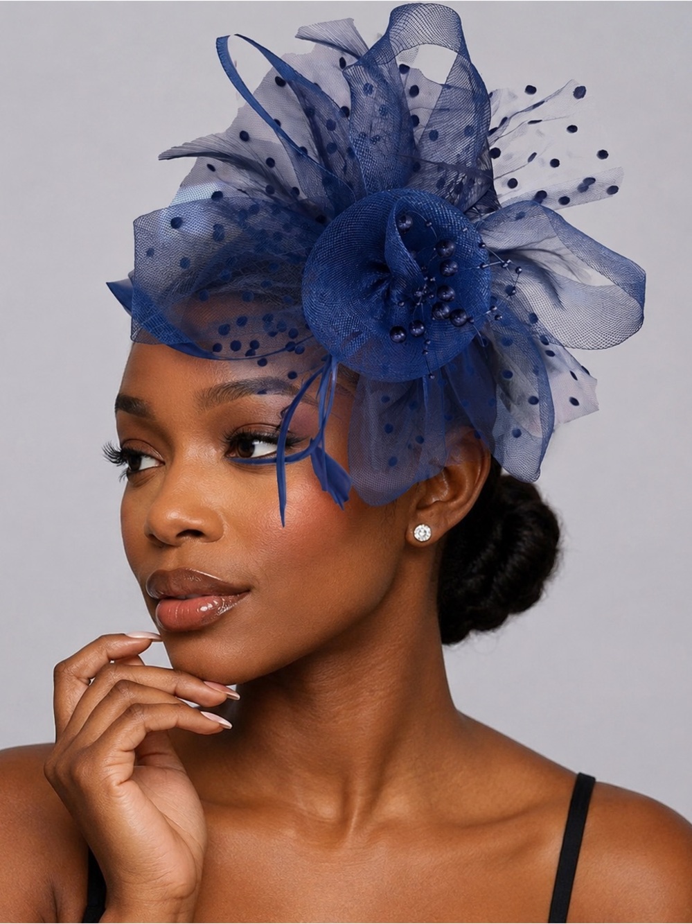 Elegant Navy Fascinator Headpiece for Women